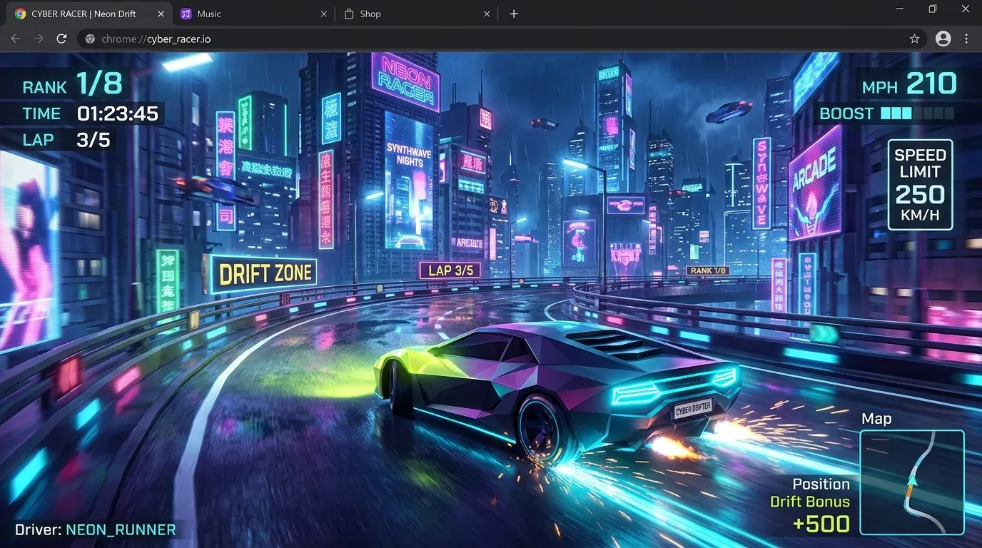 Cyber Racer Browser 3D Game Screenshot