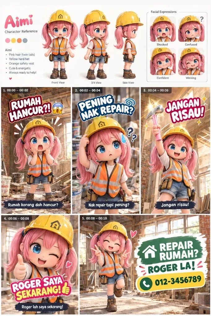 Aimi: Contractor Mascot & Explainer Storyboard